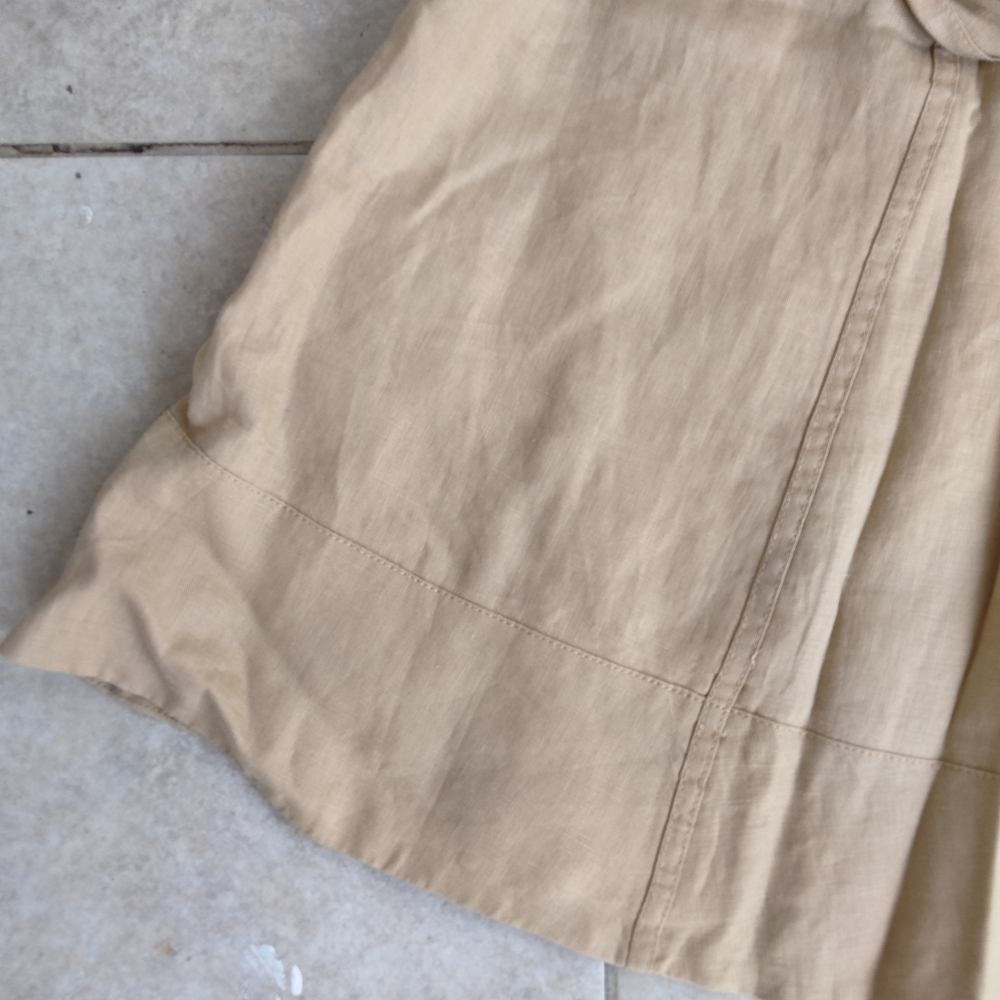Jones New York Signature Tan 100% Linen Womens Sz 14 Belted Midi Skirt Lagenlook - Picture 5 of 12